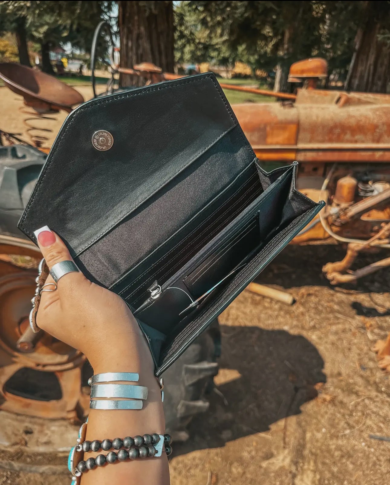 Turquoise Tooled Leather cowhide wallet