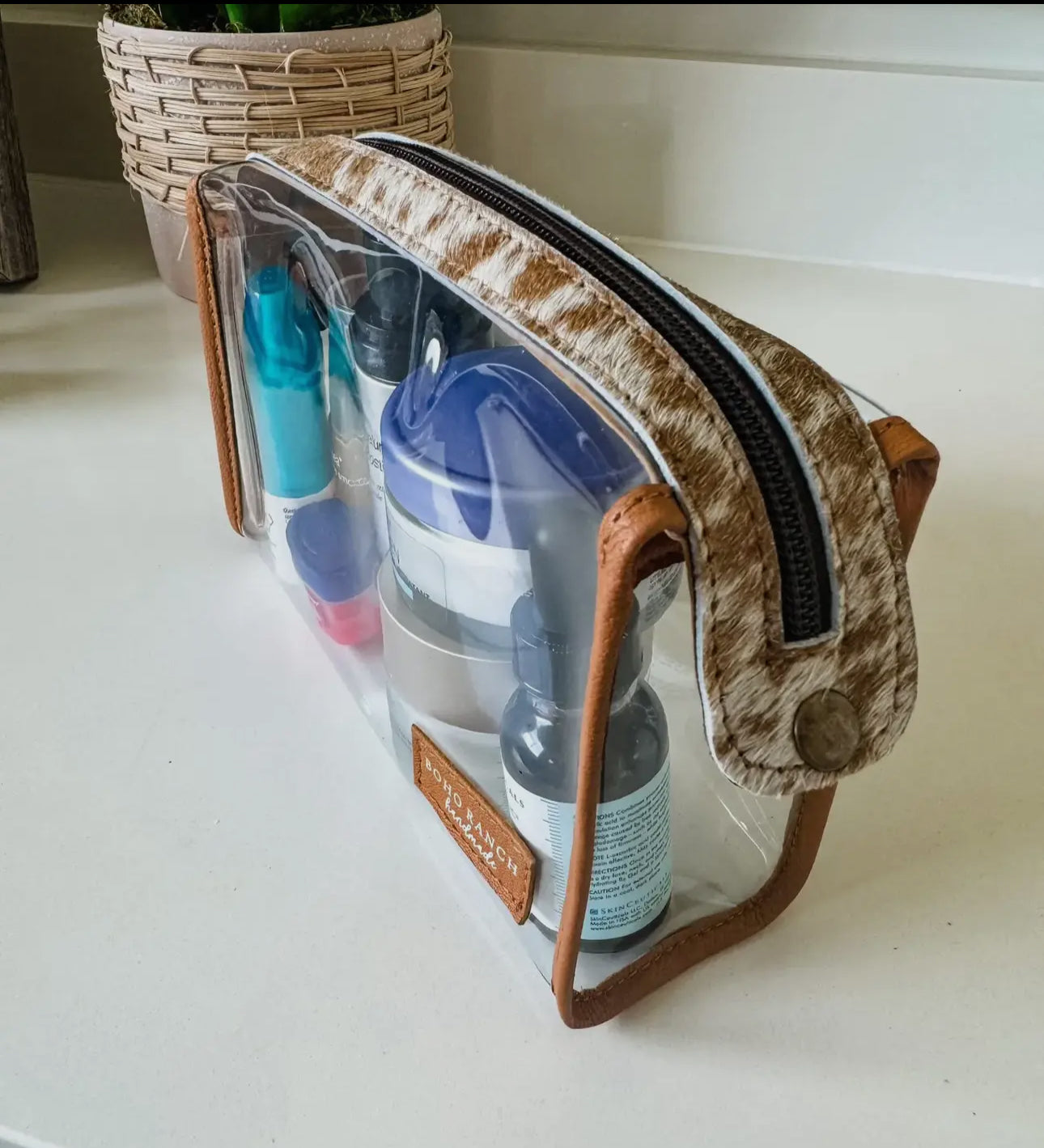 Cowhide Clear Makeup Bag