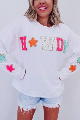 White Howdy Chanel patch sweatshirt