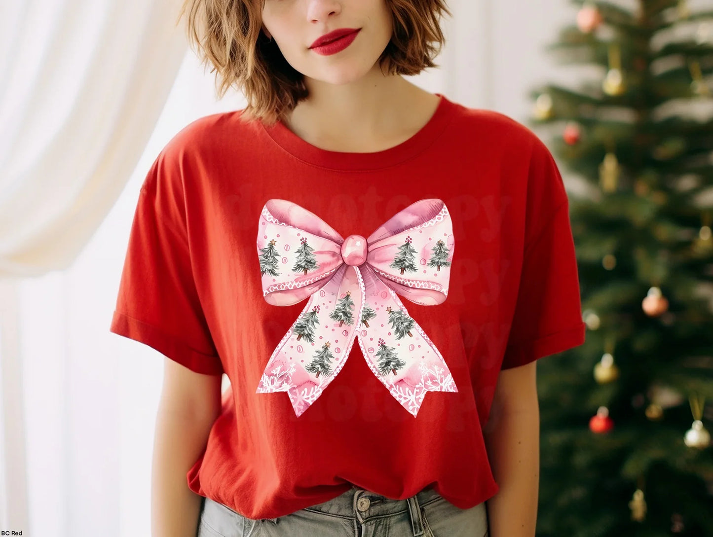 Christmas Trees In Pink Bow